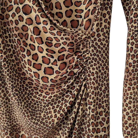 Norma Kamali Sz XL Cheetah Print Wrap Dress Long Sleeve V Neck Mob Wife Sexy EUC - Picture 9 of 9